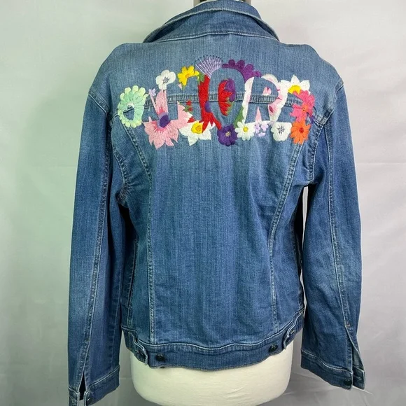 Anthropologie Size‎ XS Pilcro Amore Blue Embroidered Jean Jacket - Picture 5 of 9